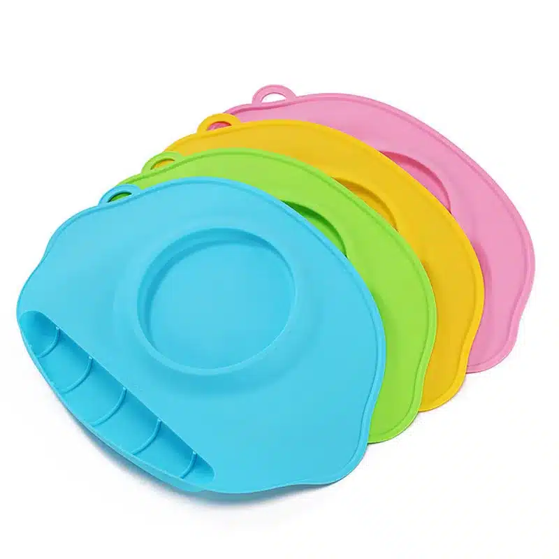 BPA free super soft baby silicone mat water-proof kids utensils tableware bowl dinner mat blue pink green yellow christmas gift 22