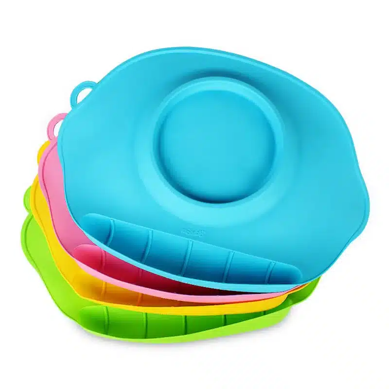 BPA free super soft baby silicone mat water-proof kids utensils tableware bowl dinner mat blue pink green yellow christmas gift 23