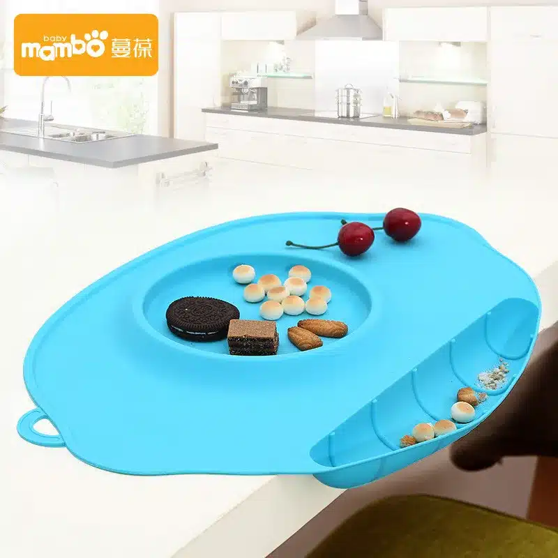 BPA free super soft baby silicone mat water-proof kids utensils tableware bowl dinner mat blue pink green yellow christmas gift 24