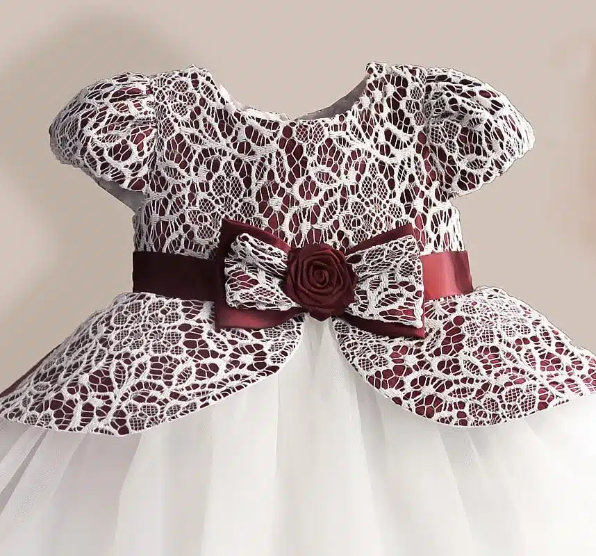 Lace Flower Girl Dress TUTU style Silk Belt Princess Kids Dresses 3 colors leopard Girls Party Dress for 1-6T 12