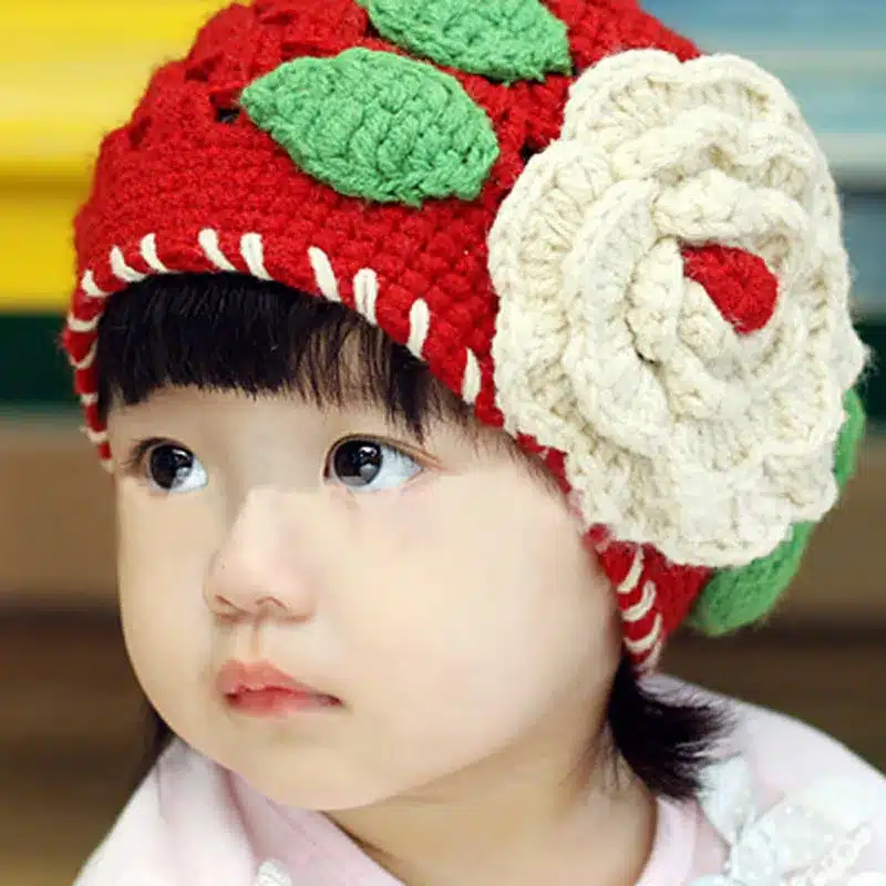 Hot Sale New Christmas Wool Cap Baby Hats Wholesale Handmade Little Red Riding Hood Baby Bonnet Photography Props Cap 0-3 months 2