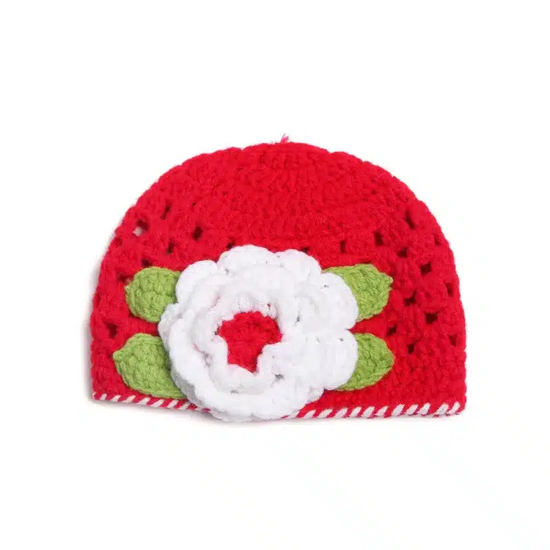 Hot Sale New Christmas Wool Cap Baby Hats Wholesale Handmade Little Red Riding Hood Baby Bonnet Photography Props Cap 0-3 months 3