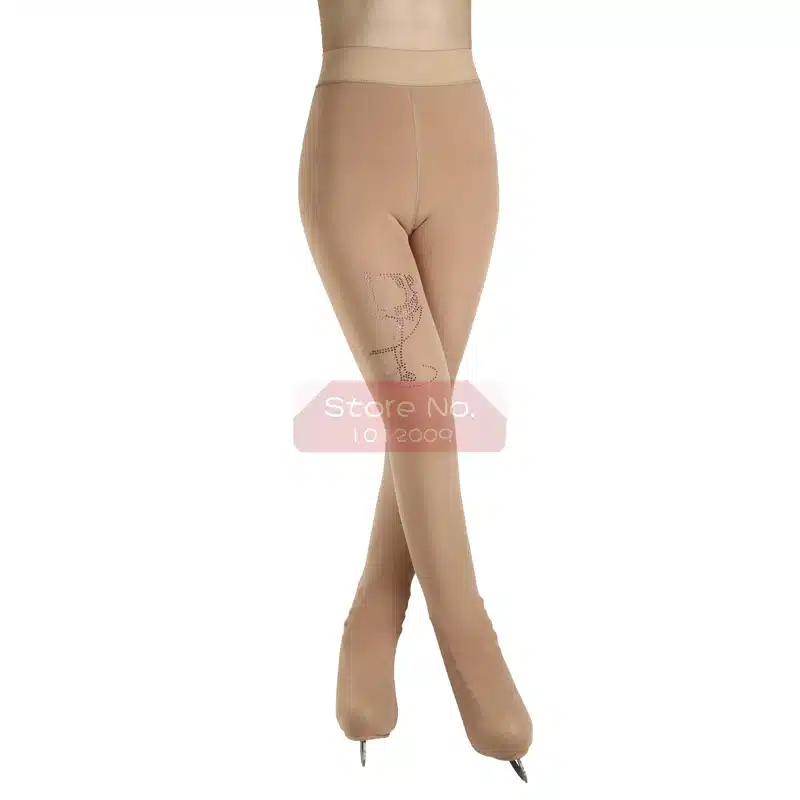 Child Free Size Ice Skating Figure Skating Socks Pantyhose Stockings With Shoes Cover Turning Skater Rhinestone Pantynose Pants 1