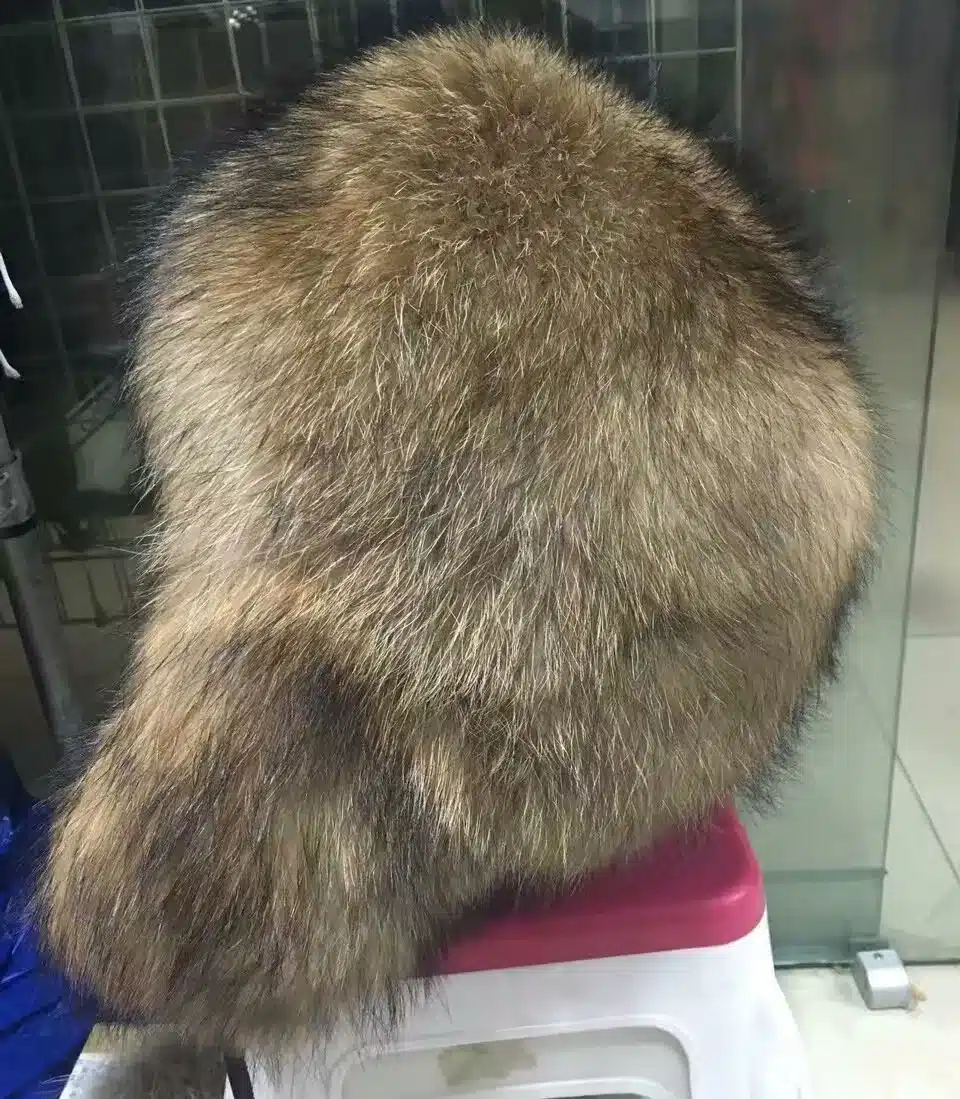 Natural Color Fur Hat Siberian Style Fur Hat Raccoon Full Ushanka Hat for middle-aged cotton cap Lei Feng hat Winter ha 10