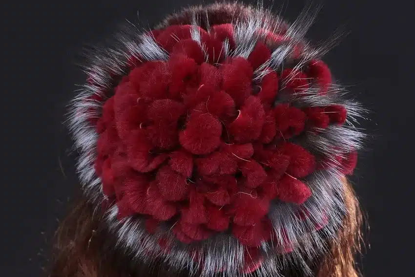 YCFUR Brand Design Women's Winter Hats Beanies Knit Natural Mink Fur Caps With Rex Rabbit Fur Trims Knit Mink Cap 27
