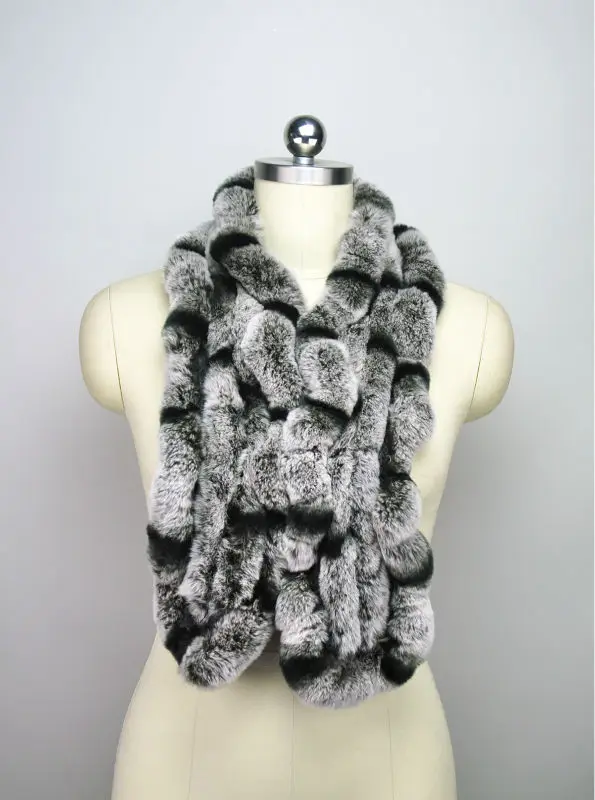 High Quality Fashion Womens Knitted Rex Rabbit Fur Scarves Natural Fur Neckerchief Winter Real Fur Long Wraps 118cm LX00520 27