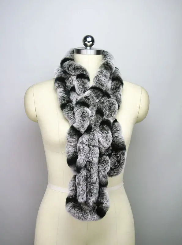 High Quality Fashion Womens Knitted Rex Rabbit Fur Scarves Natural Fur Neckerchief Winter Real Fur Long Wraps 118cm LX00520 28