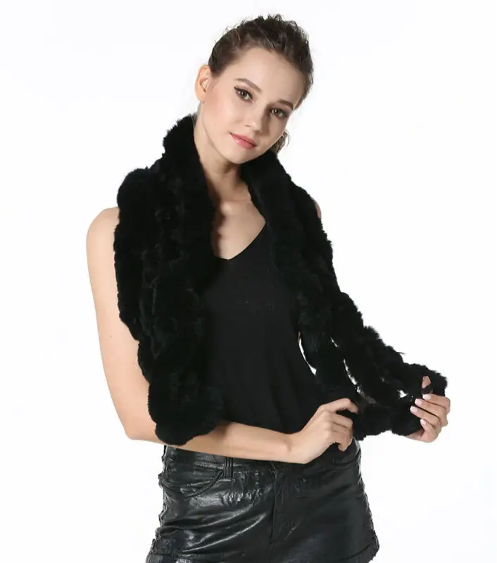 High Quality Fashion Womens Knitted Rex Rabbit Fur Scarves Natural Fur Neckerchief Winter Real Fur Long Wraps 118cm LX00520 37