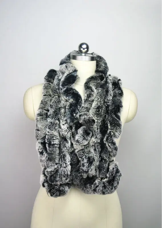 High Quality Fashion Womens Knitted Rex Rabbit Fur Scarves Natural Fur Neckerchief Winter Real Fur Long Wraps 118cm LX00520 51