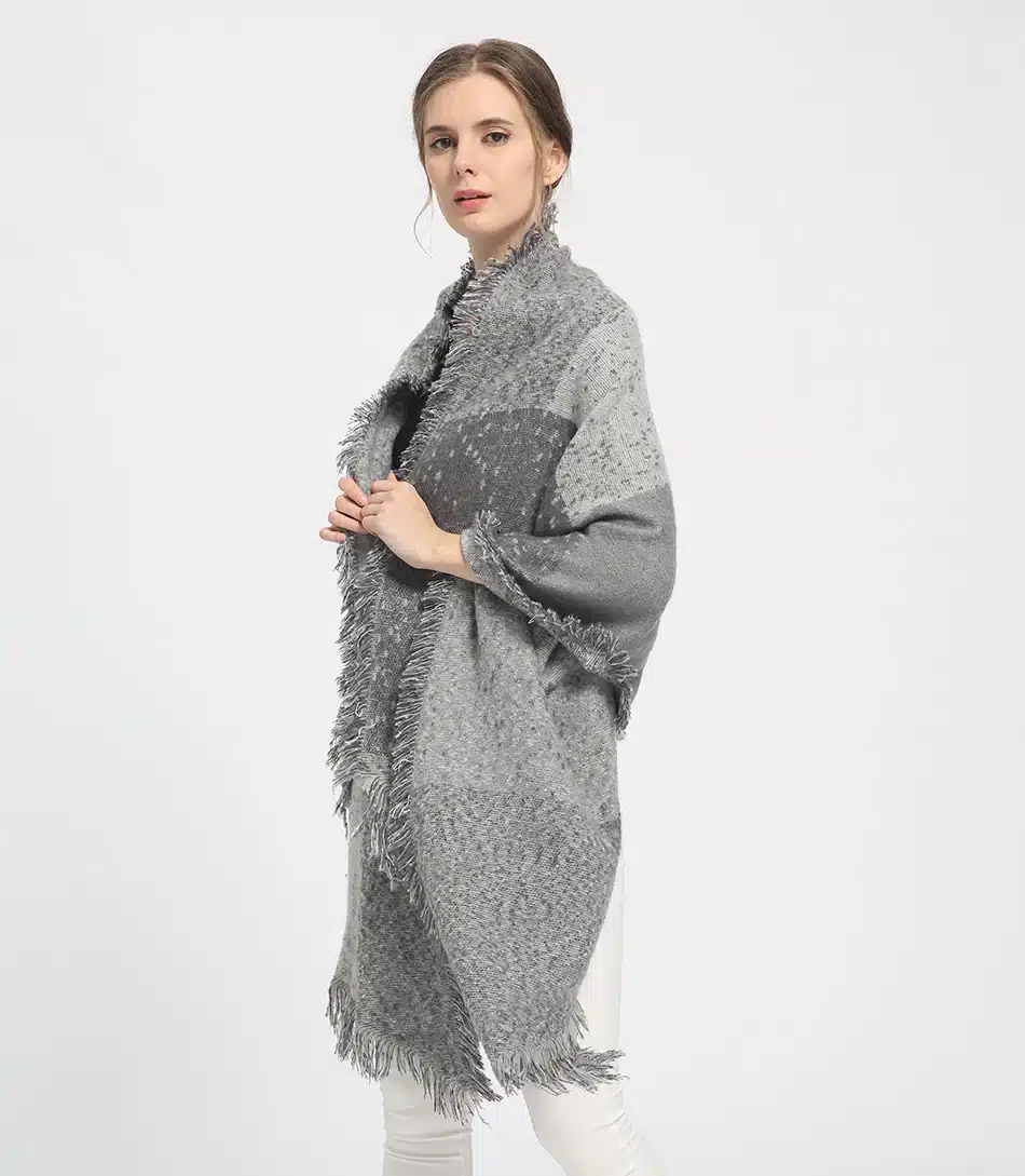 SAN VITALE Womens Shawls Winter Warm Scarf Luxury Brand Soft Fashion Thicken Plaid Wraps Wool Cashmere Capes Clothes for Women 13