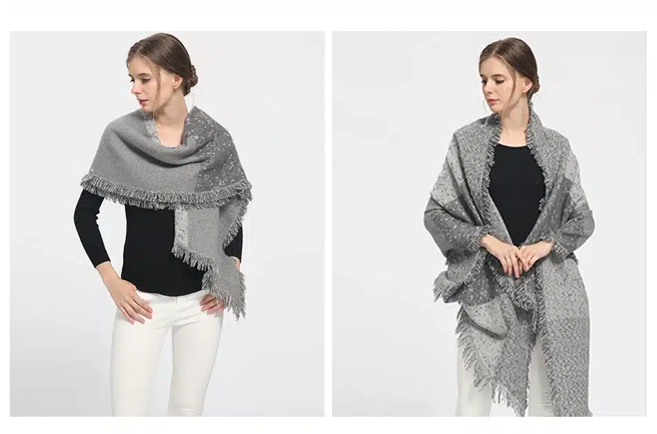 SAN VITALE Womens Shawls Winter Warm Scarf Luxury Brand Soft Fashion Thicken Plaid Wraps Wool Cashmere Capes Clothes for Women 14