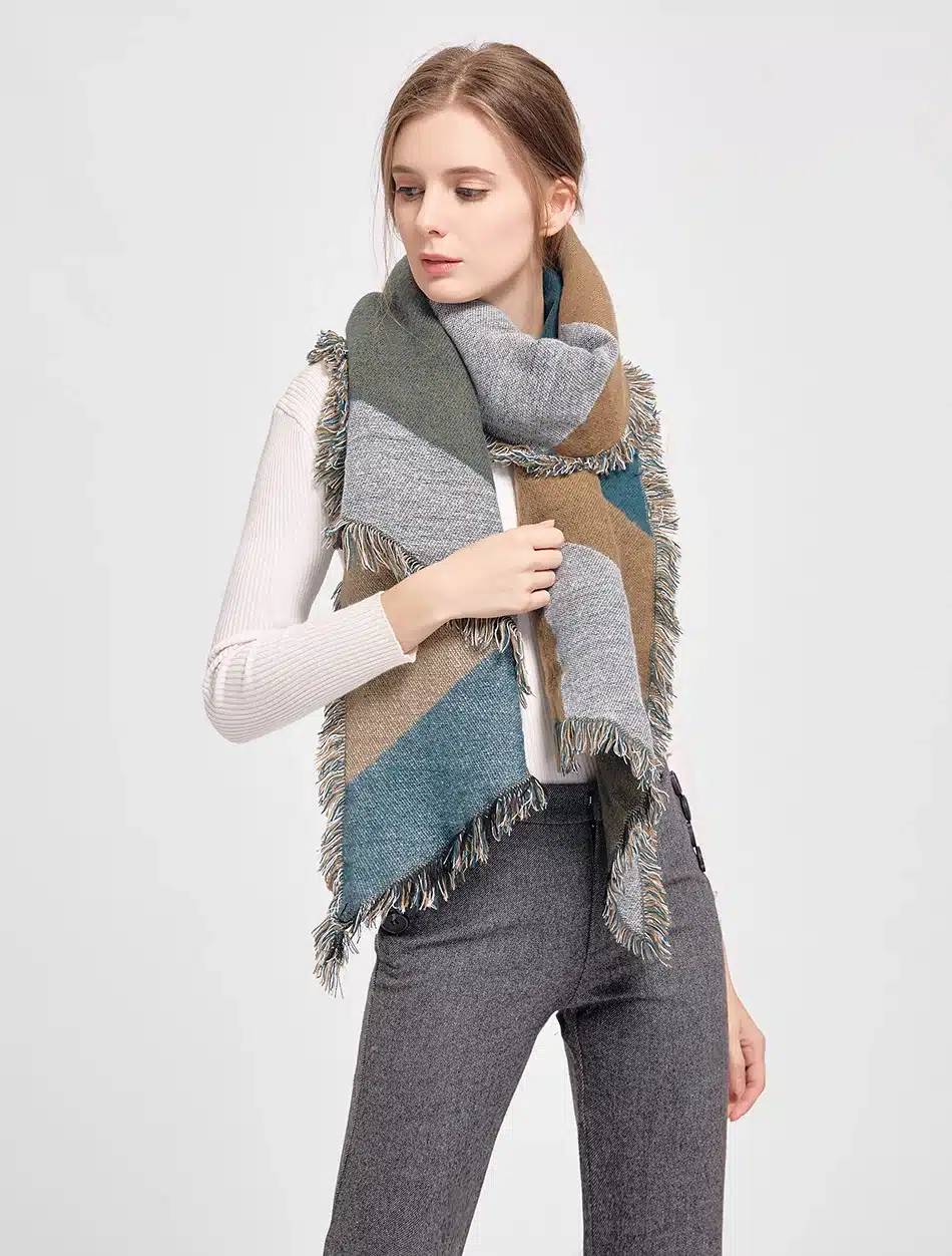 SAN VITALE Womens Shawls Winter Warm Scarf Luxury Brand Soft Fashion Thicken Plaid Wraps Wool Cashmere Capes Clothes for Women 18