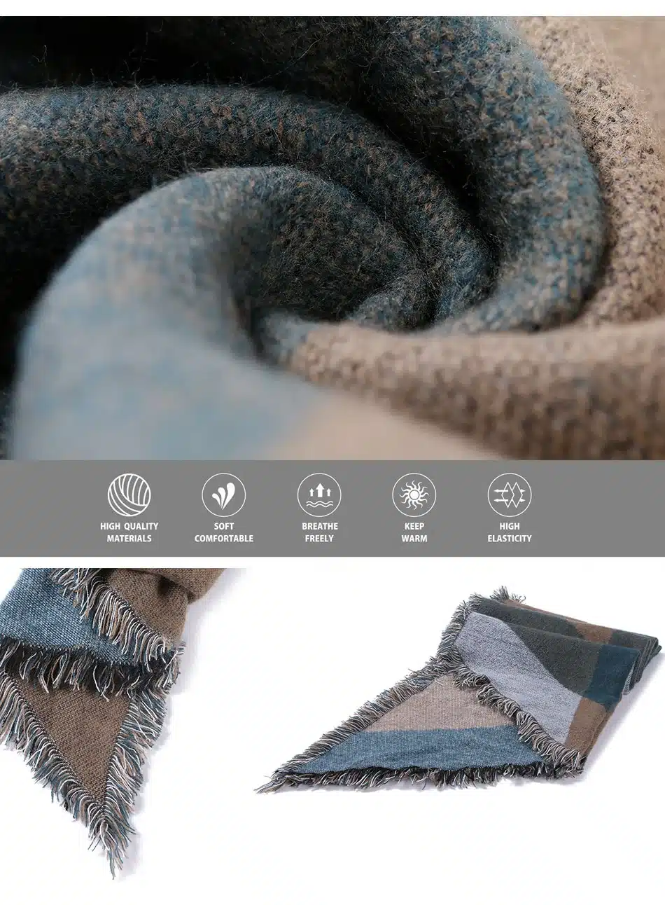 SAN VITALE Womens Shawls Winter Warm Scarf Luxury Brand Soft Fashion Thicken Plaid Wraps Wool Cashmere Capes Clothes for Women 22