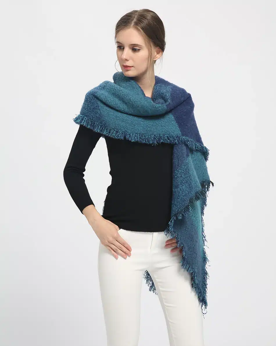 SAN VITALE Womens Shawls Winter Warm Scarf Luxury Brand Soft Fashion Thicken Plaid Wraps Wool Cashmere Capes Clothes for Women 25