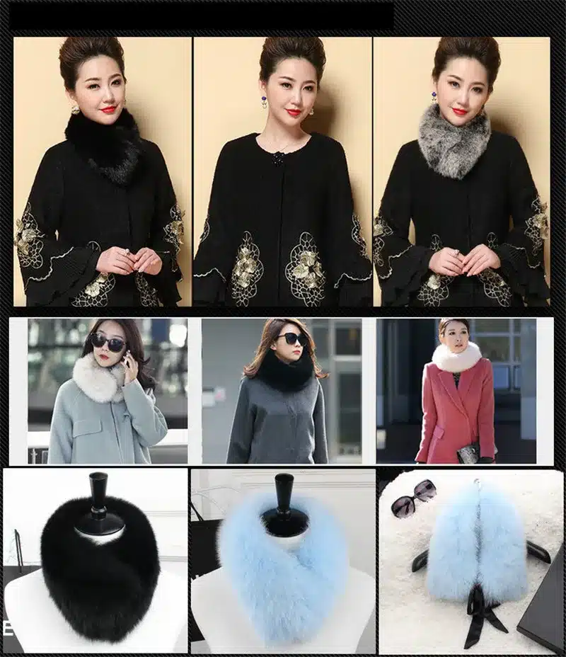 2016 Top Fashion Solid New Winter Scarf Women Really Fox Fur Collar Rabbit Raccoon Caps Article Warm Scarves Shawls L#5 11
