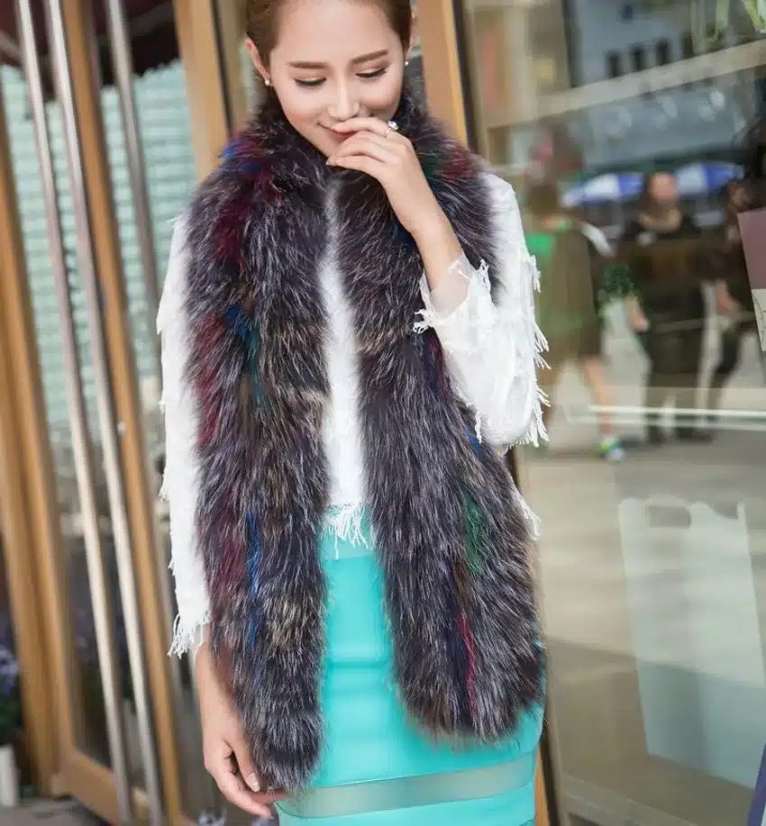 New Arrival Women Winter Scarves Multicolor Real Silver Fox Fur Long Scarf New Style Natural Fox Fur Wraps Winter YH115 8