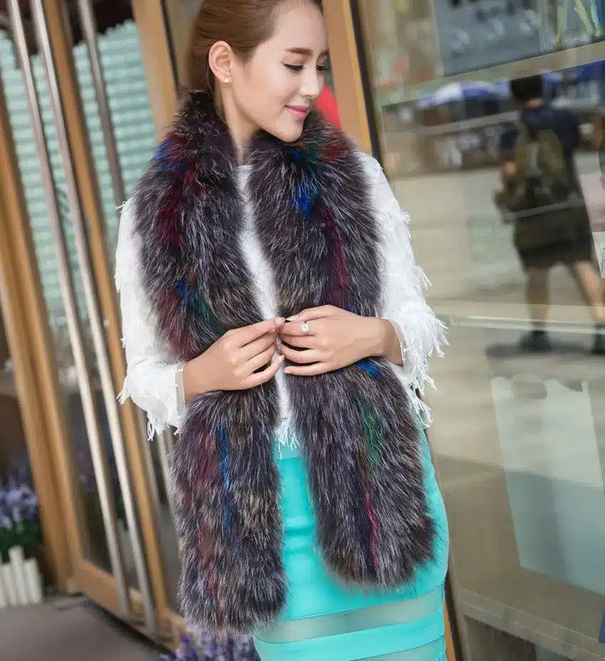 New Arrival Women Winter Scarves Multicolor Real Silver Fox Fur Long Scarf New Style Natural Fox Fur Wraps Winter YH115 9