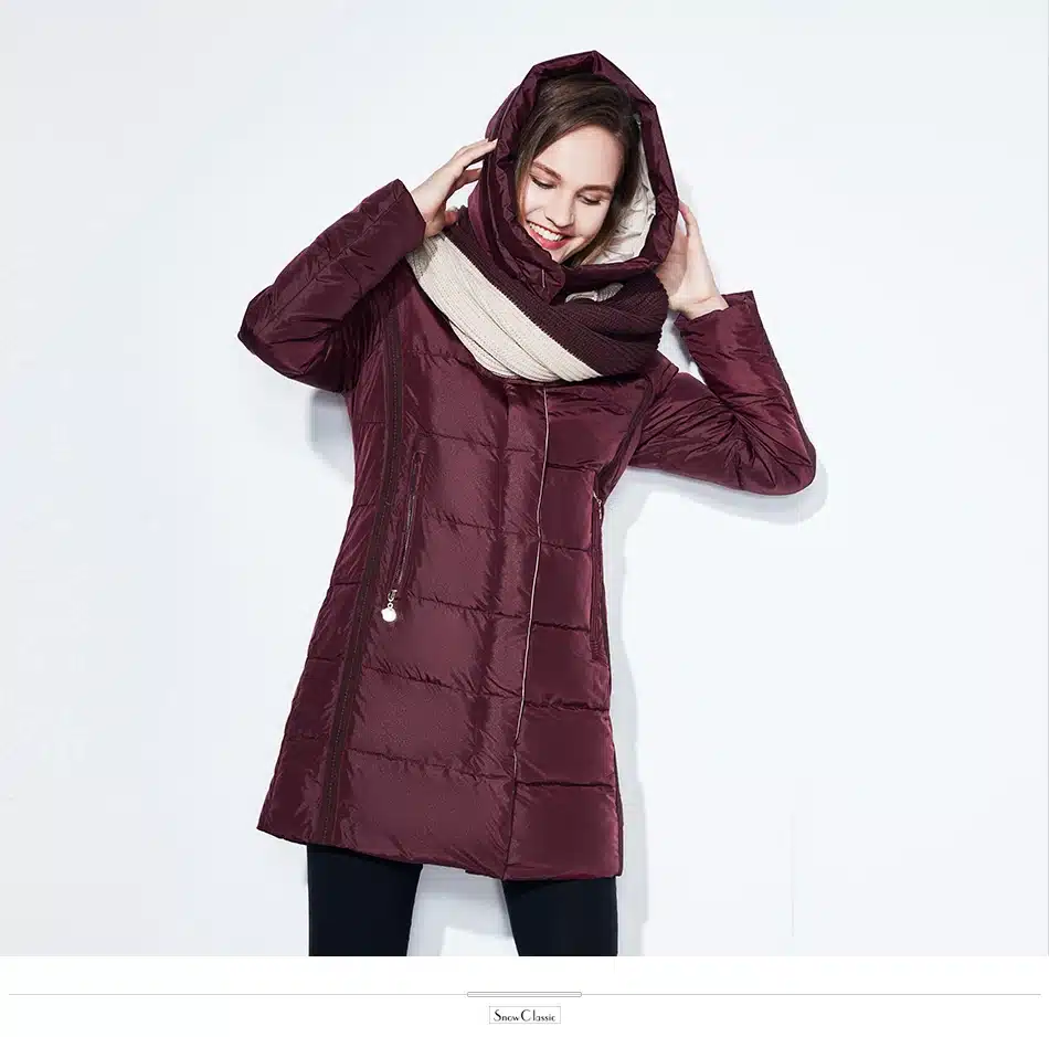 SnowClassic winter jacket women free scarf thick coats female warm parka outwear slim soft solid long jackets high quality 2017 19