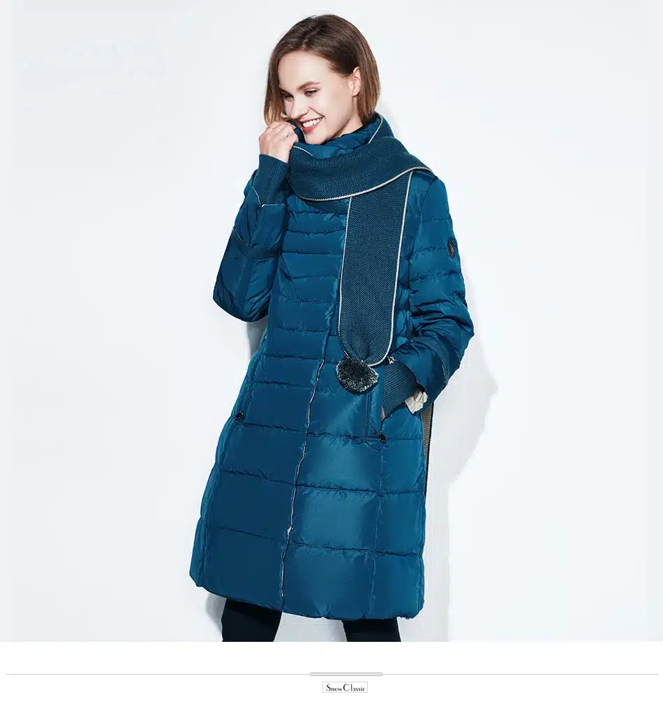 SnowClassic winter jacket women free scarf Slim Coats Female Warm Parka thick Outwear soft bio down Padded Regular long jackets 9