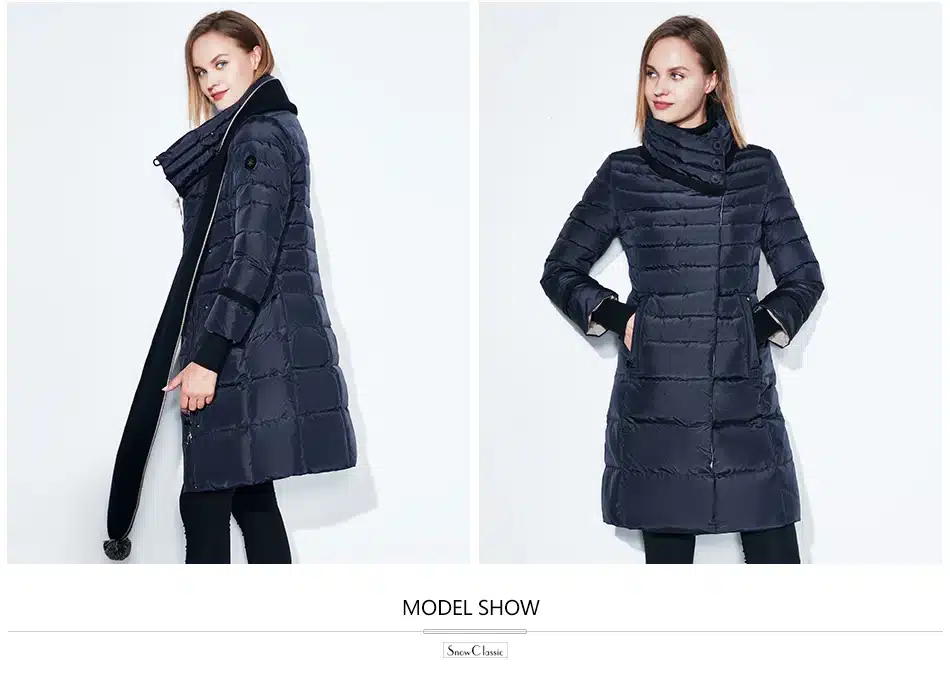 SnowClassic winter jacket women free scarf Slim Coats Female Warm Parka thick Outwear soft bio down Padded Regular long jackets 14