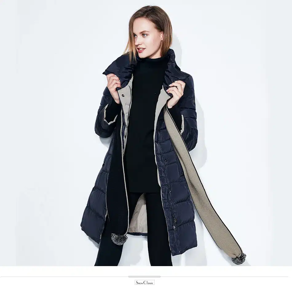 SnowClassic winter jacket women free scarf Slim Coats Female Warm Parka thick Outwear soft bio down Padded Regular long jackets 15