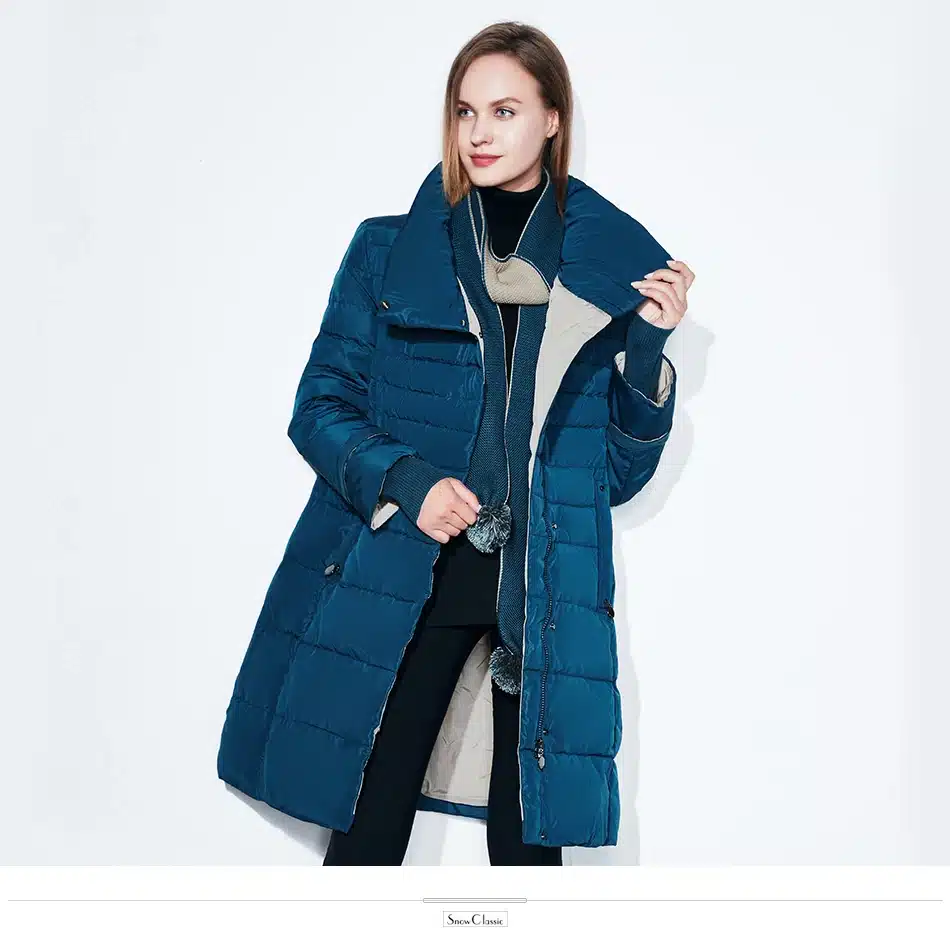 SnowClassic winter jacket women free scarf Slim Coats Female Warm Parka thick Outwear soft bio down Padded Regular long jackets 19