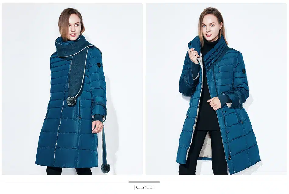 SnowClassic winter jacket women free scarf Slim Coats Female Warm Parka thick Outwear soft bio down Padded Regular long jackets 20