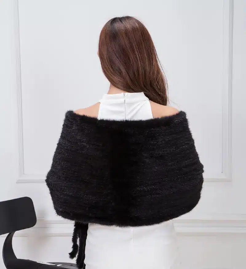 Knitted Mink Fur Shawl Fashion Pashmina Wraps Real Mink Fur Scarf Autumn Winter Women Poncho Luxury Fur Shawl Female 16