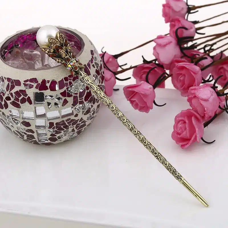 Vintage Simulated Pearl Hair Sticks For Bride Crystal Rhinestone Hairpin Hair Accessories Jewelry 15