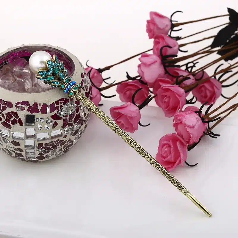 Vintage Simulated Pearl Hair Sticks For Bride Crystal Rhinestone Hairpin Hair Accessories Jewelry 17