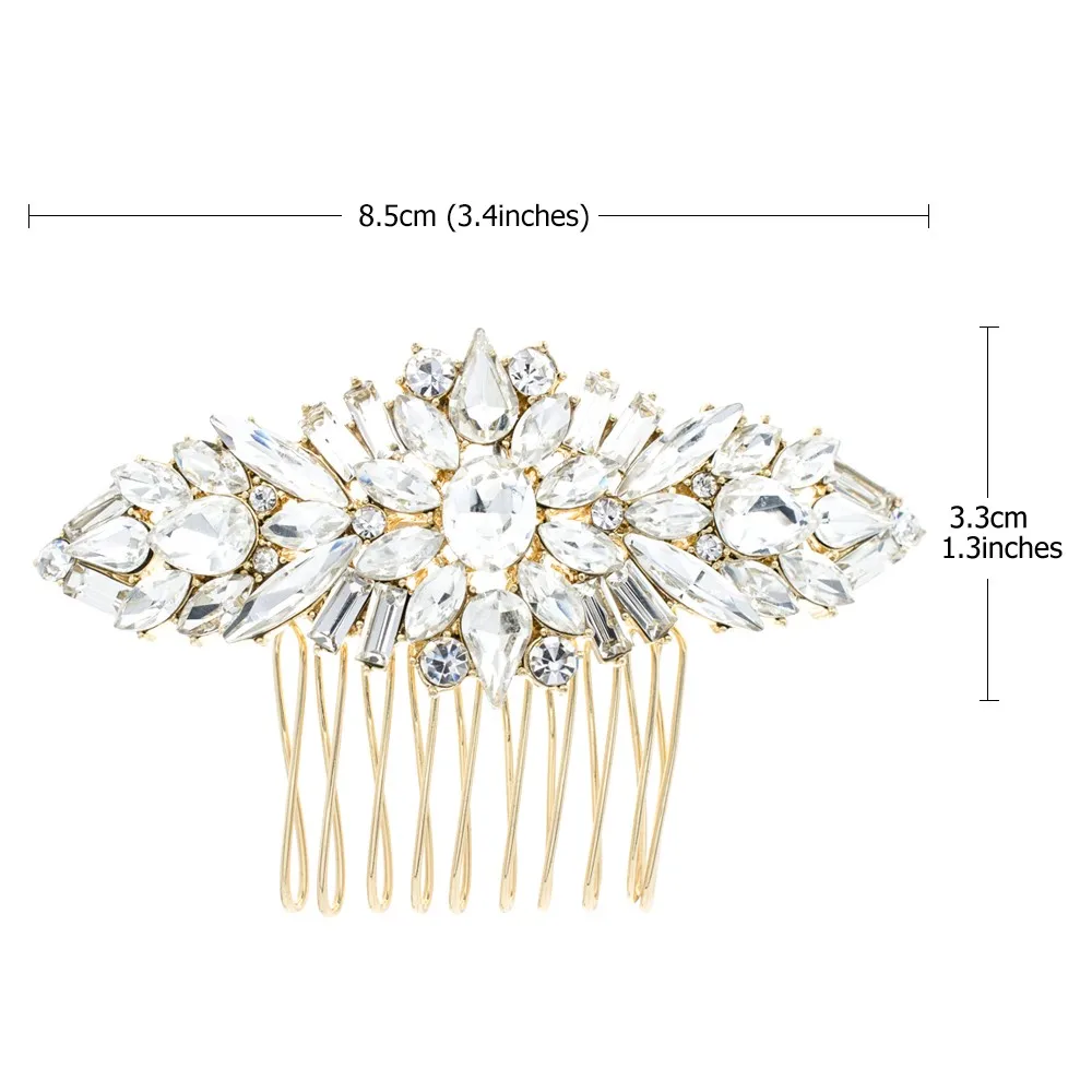 Crystals Rhinestone Hair Comb Women Hairpins Bridal Wedding Hair Jewelry Accessories Pageant Headpiece 4364 5