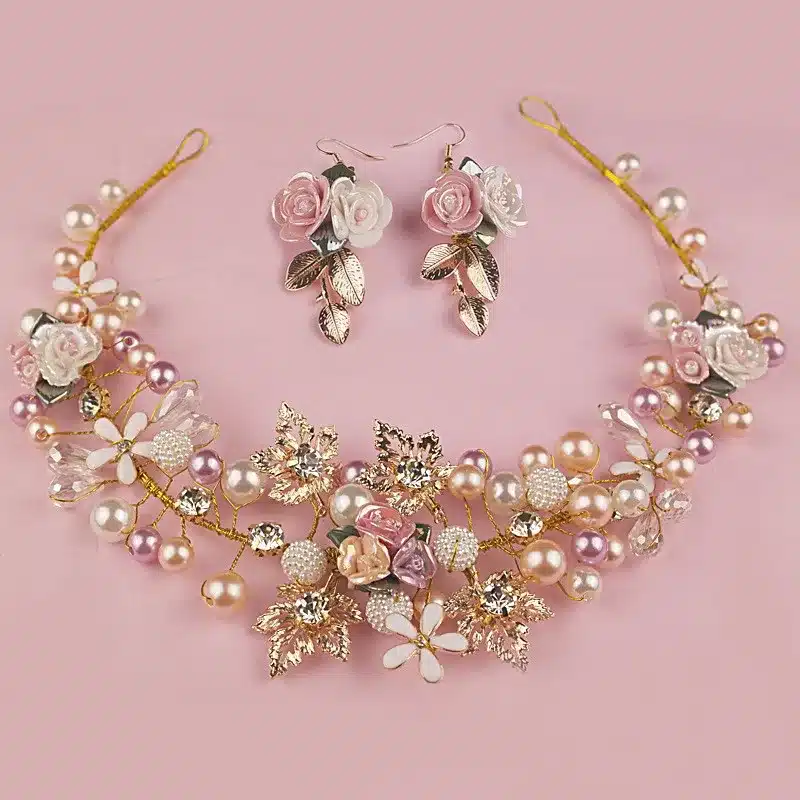 Gold Color Handmade Flower Headpieces Wedding Bridal Pearl And Crystal Headbands For Bride Hair Accessories Jewelry 4