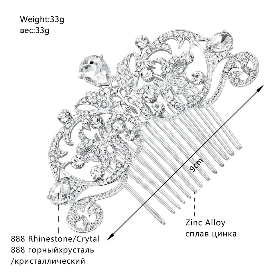 Mecresh Crystal Wedding Hair Accessories for Women Silver/Gold-Color Owl Eye Bridal Hair Comb Jewelry Cute Christmas Gift MFS116 21
