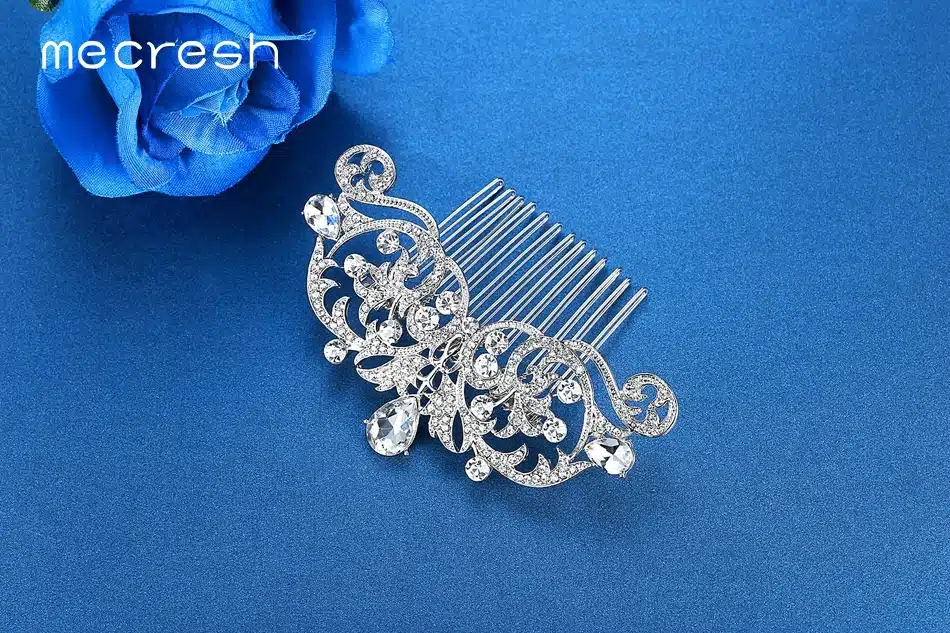 Mecresh Crystal Wedding Hair Accessories for Women Silver/Gold-Color Owl Eye Bridal Hair Comb Jewelry Cute Christmas Gift MFS116 22
