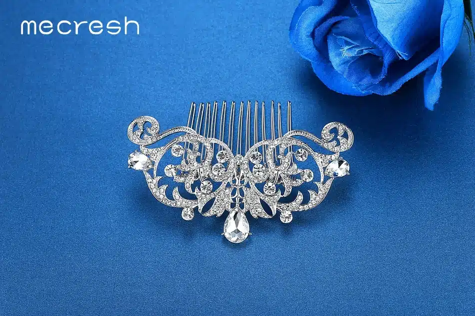 Mecresh Crystal Wedding Hair Accessories for Women Silver/Gold-Color Owl Eye Bridal Hair Comb Jewelry Cute Christmas Gift MFS116 23