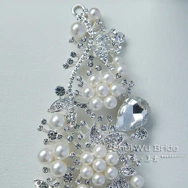 imported alloy plated pearl crystal bridal headdress tiara wedding hair accessories hair jewelry for brides 40
