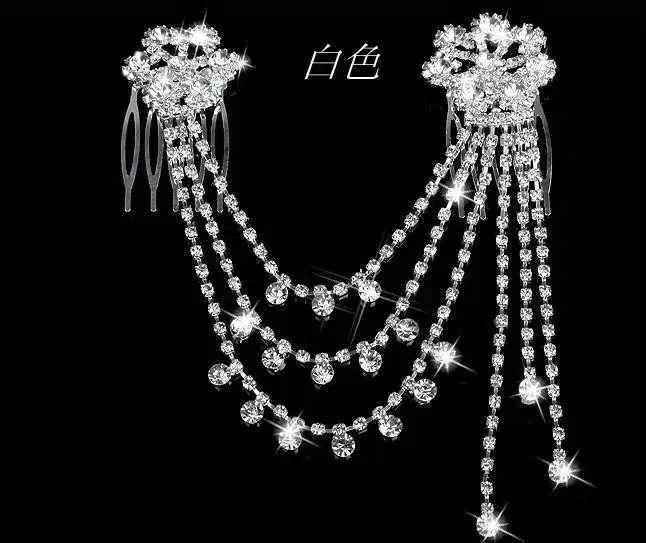 Bridal Bride Hair Combs Head Chain Silver Stick Sticks Bridal Headband Acessories Imitation Wedding Hair Jewelry Comb 11