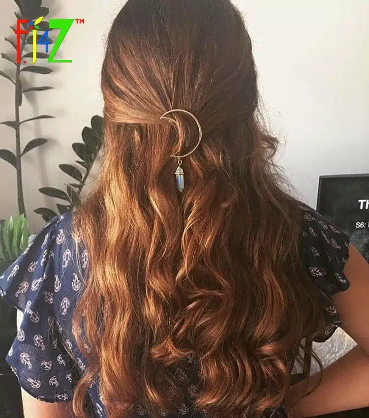 F.J4Z New Hot Fashion Silver Moon Natural Crystal/Stone/Opal Hair Clips for Women Hair Jewelry pinza de pelo 4