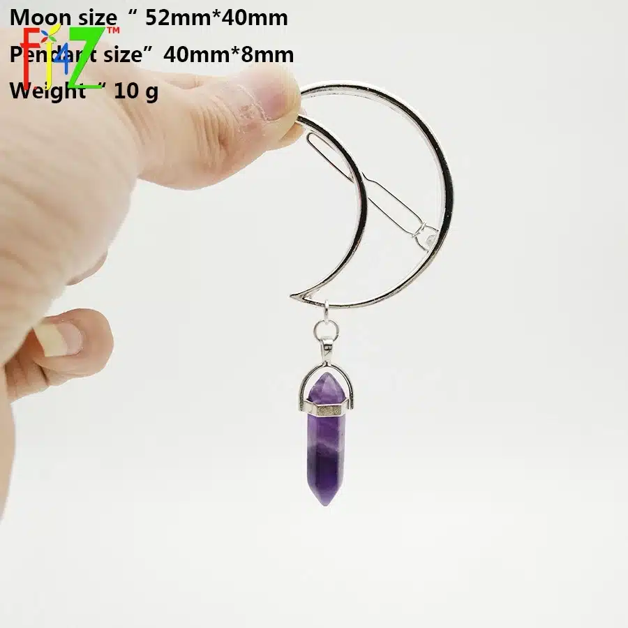 F.J4Z New Hot Fashion Silver Moon Natural Crystal/Stone/Opal Hair Clips for Women Hair Jewelry pinza de pelo 7