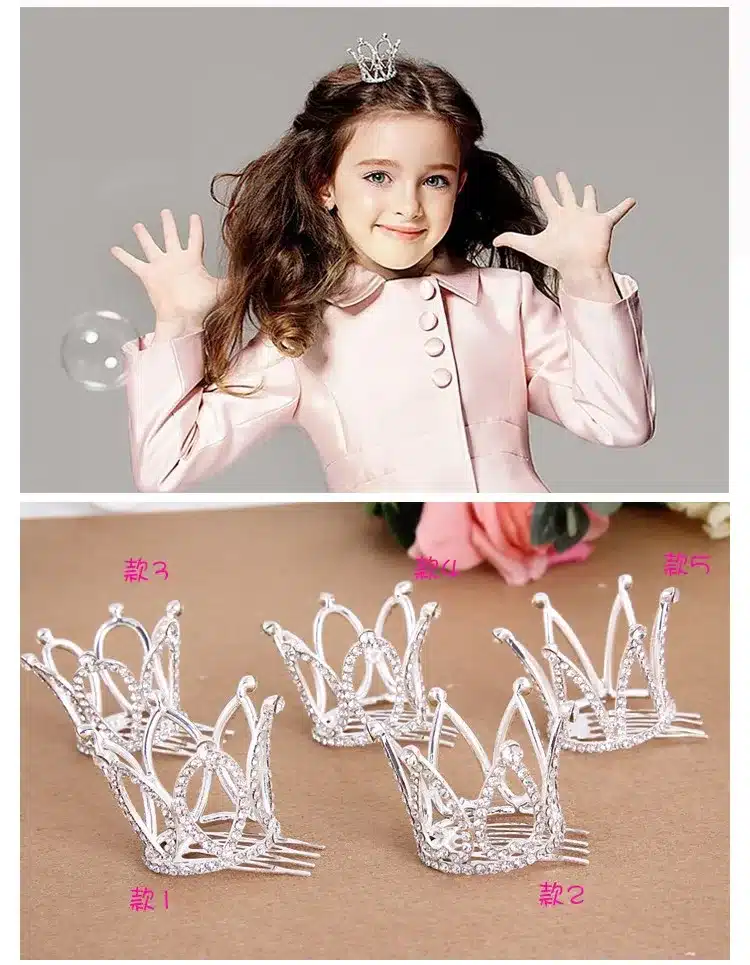 Small Girls Crown Tiara Hair Combs Clear Stone Crystal Mini Tiara Hair Accessories Jewelry 15