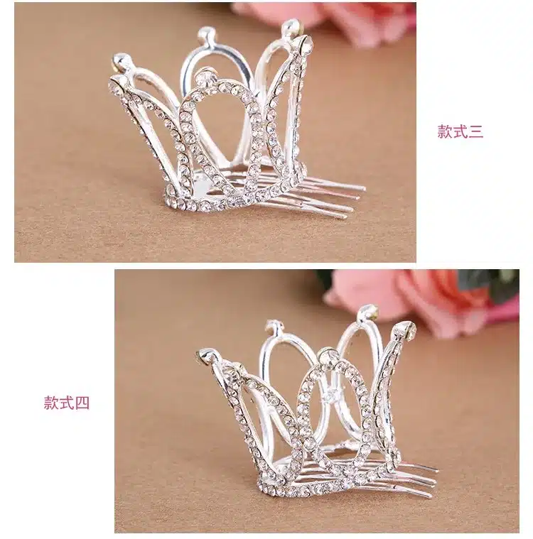 Small Girls Crown Tiara Hair Combs Clear Stone Crystal Mini Tiara Hair Accessories Jewelry 20
