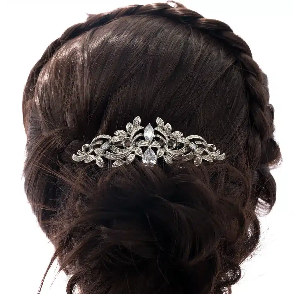 Vintage Silver Plated Women Hairpins Rhinestone Crystals Hair Combs Bridal Wedding Hair Jewelry Accessories 4012r 5