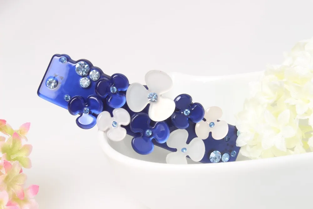 Promotion Ornament petal Rhinestone hair barrette clips delicate acrylic hair pins fashion jewelry women accessories SA003 21