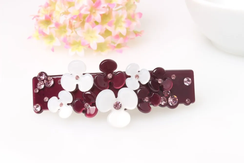 Promotion Ornament petal Rhinestone hair barrette clips delicate acrylic hair pins fashion jewelry women accessories SA003 22