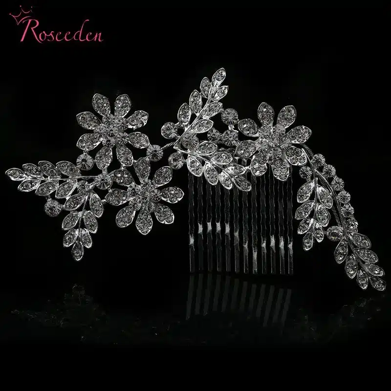 bridal alloy Hair combs rhinestone leaves wedding jewelry bridal wedding combs crystal bride headdress wedding accessoriesRE389 25