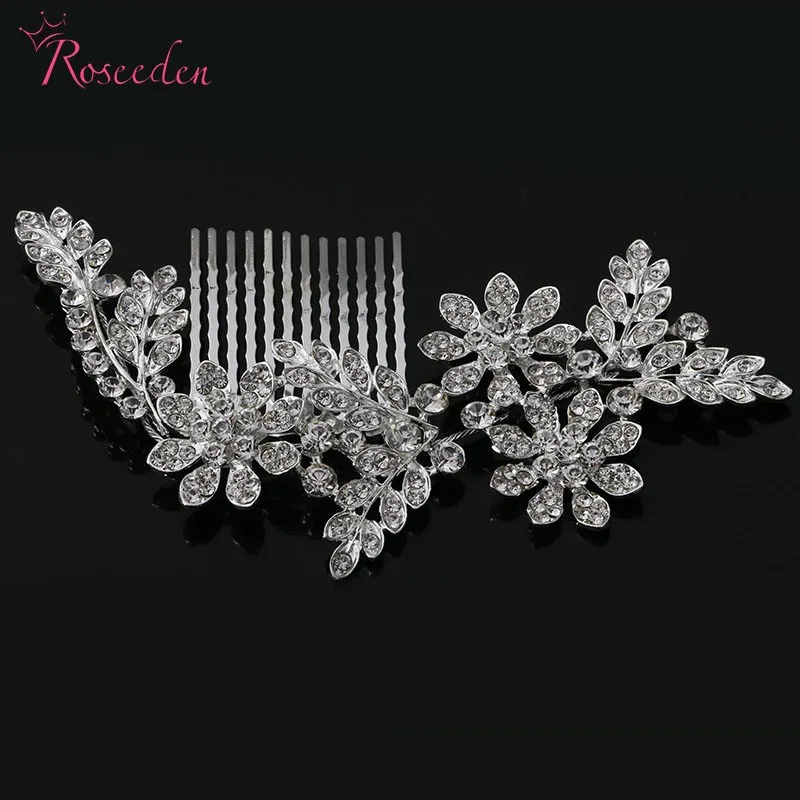 bridal alloy Hair combs rhinestone leaves wedding jewelry bridal wedding combs crystal bride headdress wedding accessoriesRE389 26