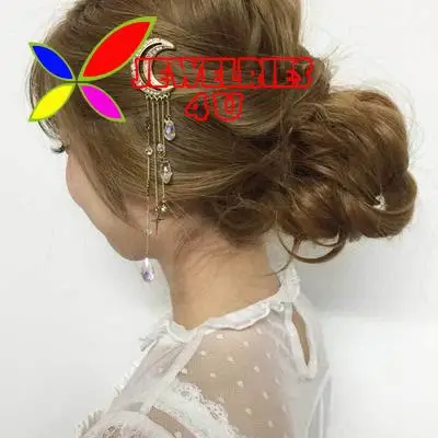 2016 Fashion Vintage Luxury Rhinestone Moon Crystal Drop Charms Hair Clips Hairgrip for Women Jewelry Accessories pinzas de pelo 8