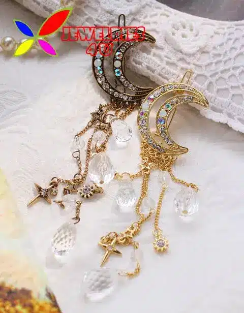 2016 Fashion Vintage Luxury Rhinestone Moon Crystal Drop Charms Hair Clips Hairgrip for Women Jewelry Accessories pinzas de pelo 11