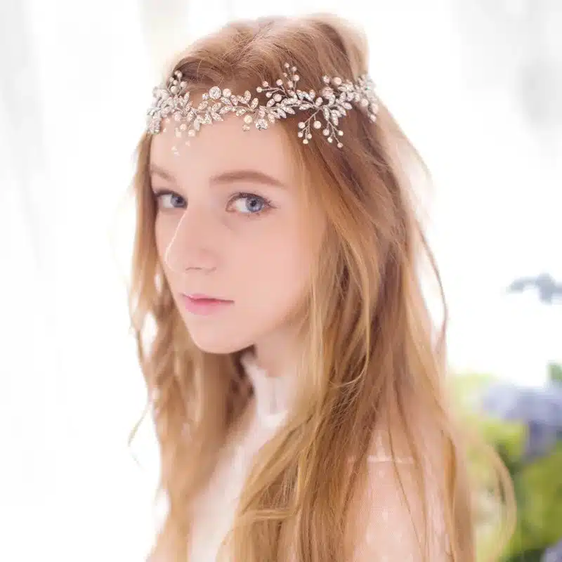Jonnafe Fashion Silver Rhinestone Pearl Bridal Headband Handmade Wedding Hair Accessories Jewelry 9