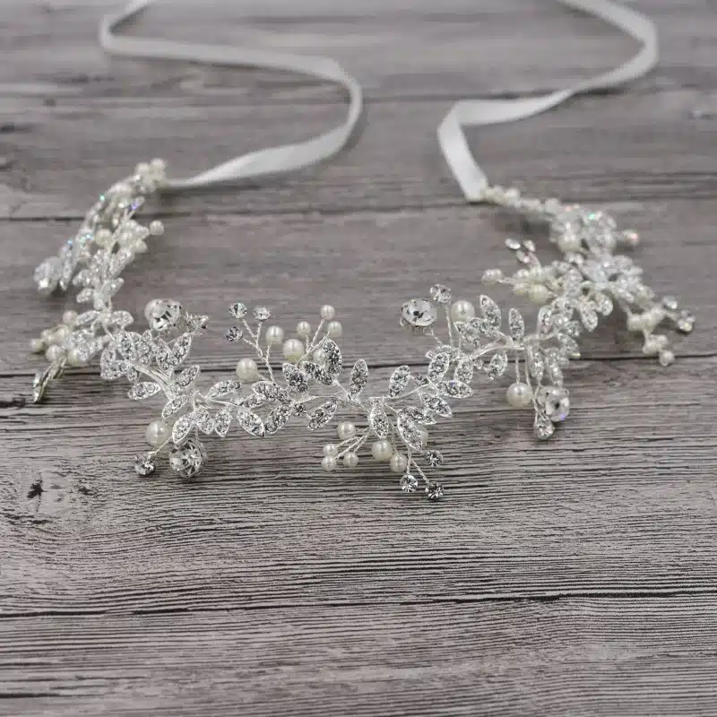 Jonnafe Fashion Silver Rhinestone Pearl Bridal Headband Handmade Wedding Hair Accessories Jewelry 10